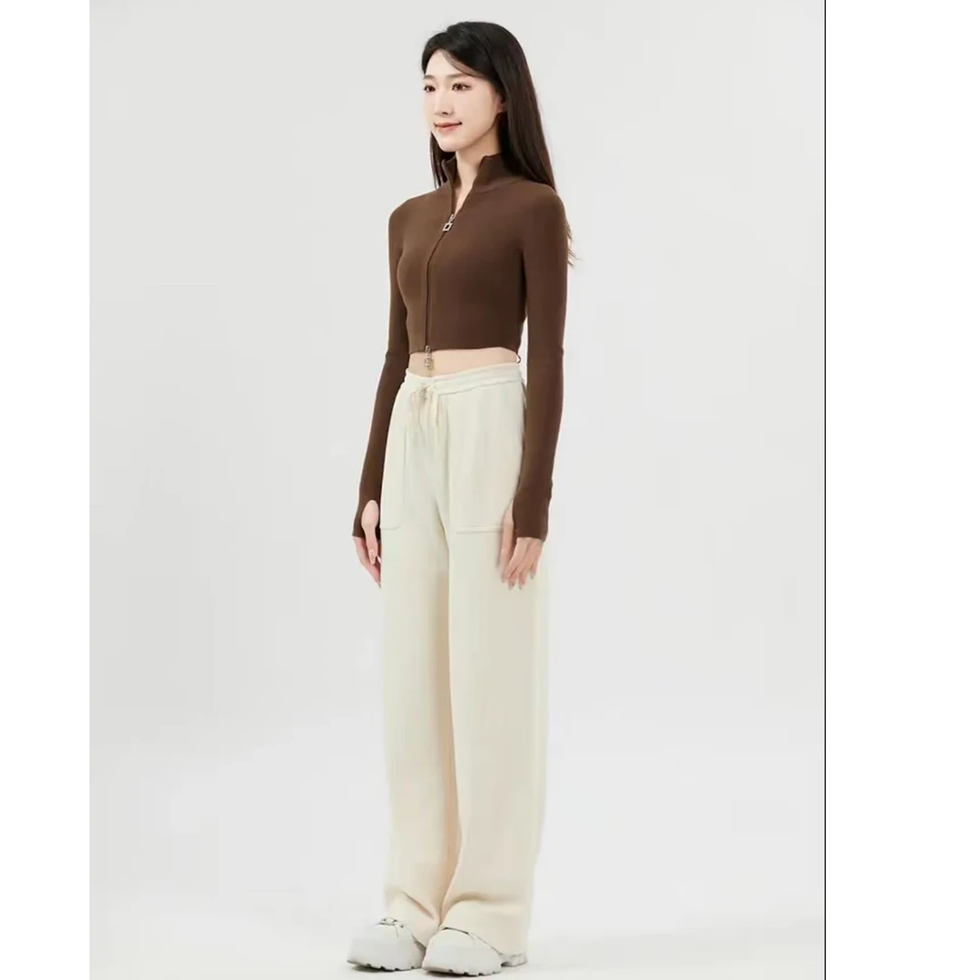 AMASS/阿玛施冬季保暖雪尼尔显瘦百搭直筒裤休闲裤女5100386
