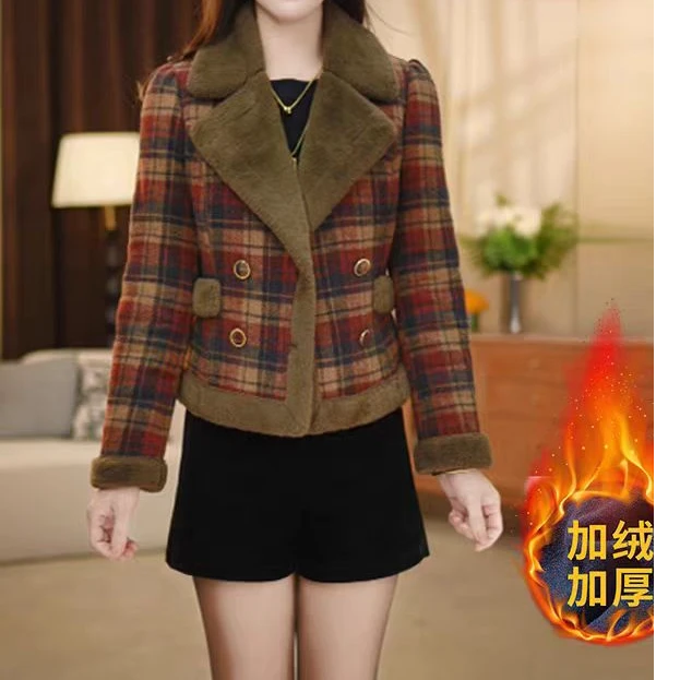 小香风短款外套女秋冬2025新款今年流行爆款加绒小个子西装领上衣