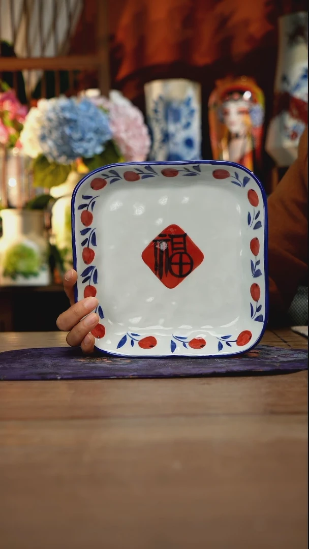 当代景德镇设计师釉下手绘陶瓷花瓶