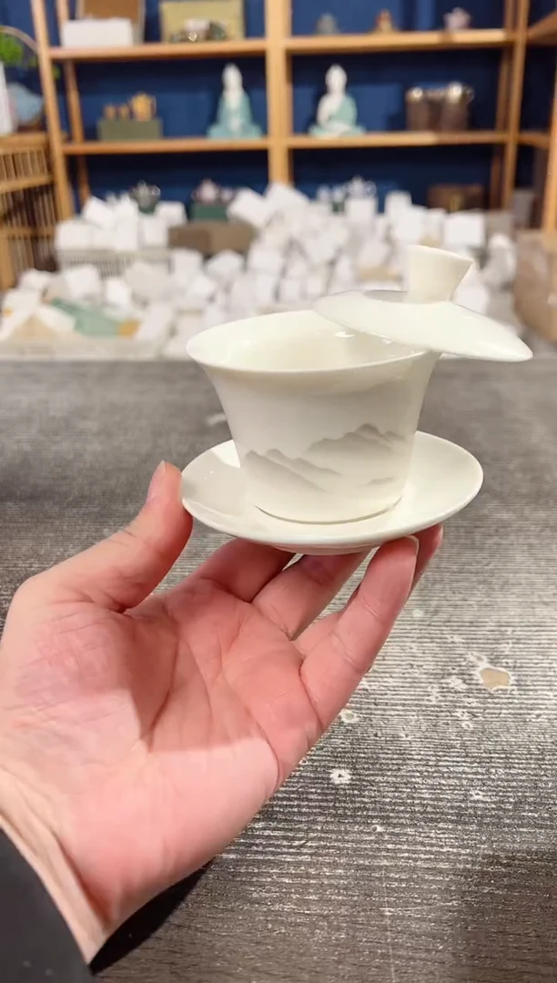 【闪购商品】其他水墨千里江山悬停三才盖碗