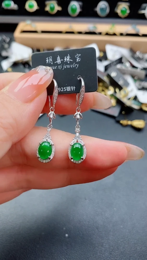 银S925镶嵌戒指翡翠1