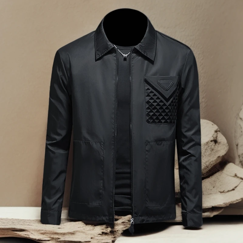 诺顿雷斯秋季新款简约百搭夹克男休闲翻领韩版修身外套潮牌欧洲站