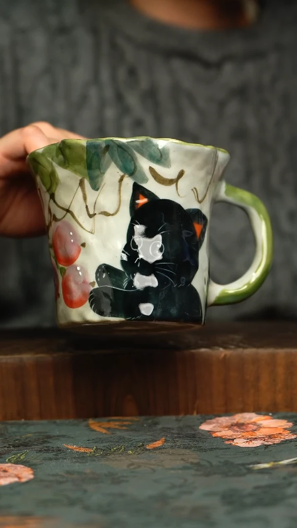 杯釉下彩手工手绘同款陶器