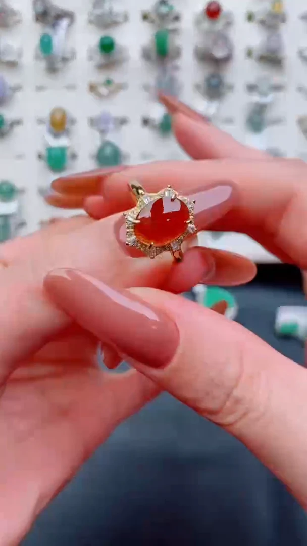 银S925镶嵌戒指翡翠...