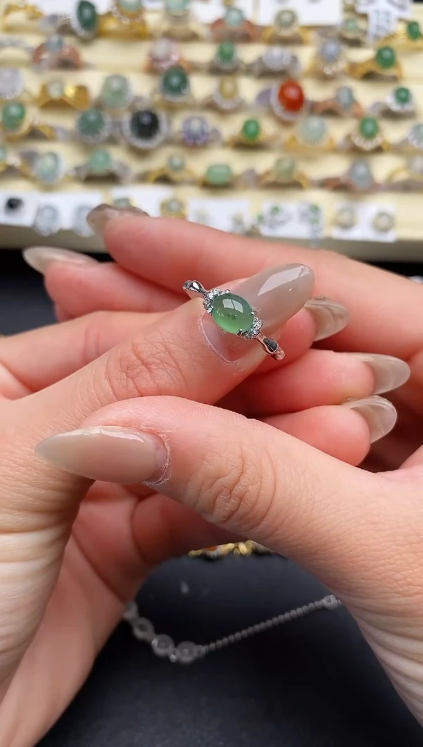 【闪购商品】翡翠戒指银S925镶嵌111111111+7