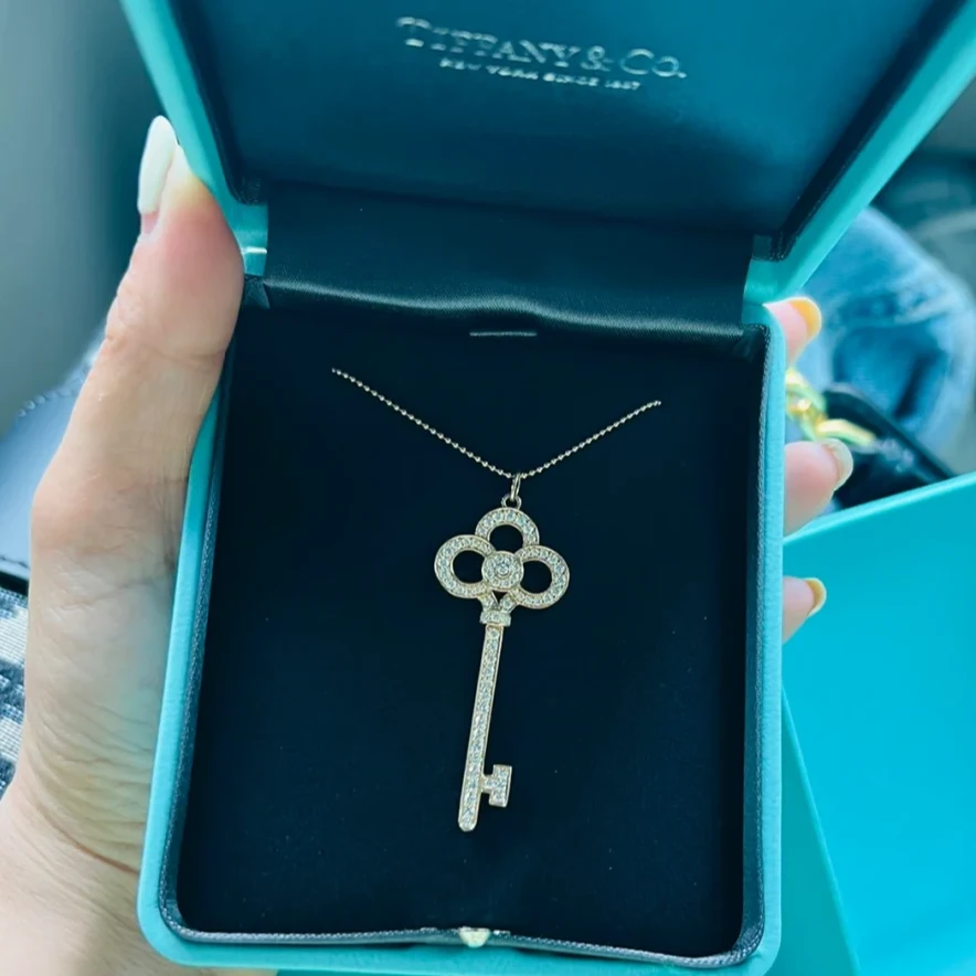 99新 Tiffany & Co./蒂芙尼 小花柳 钥匙 大号 项链 18K玫瑰金