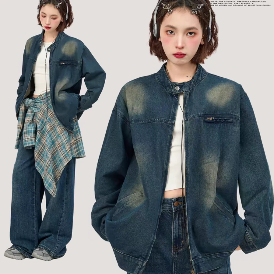 A做旧洗水牛仔外套1504