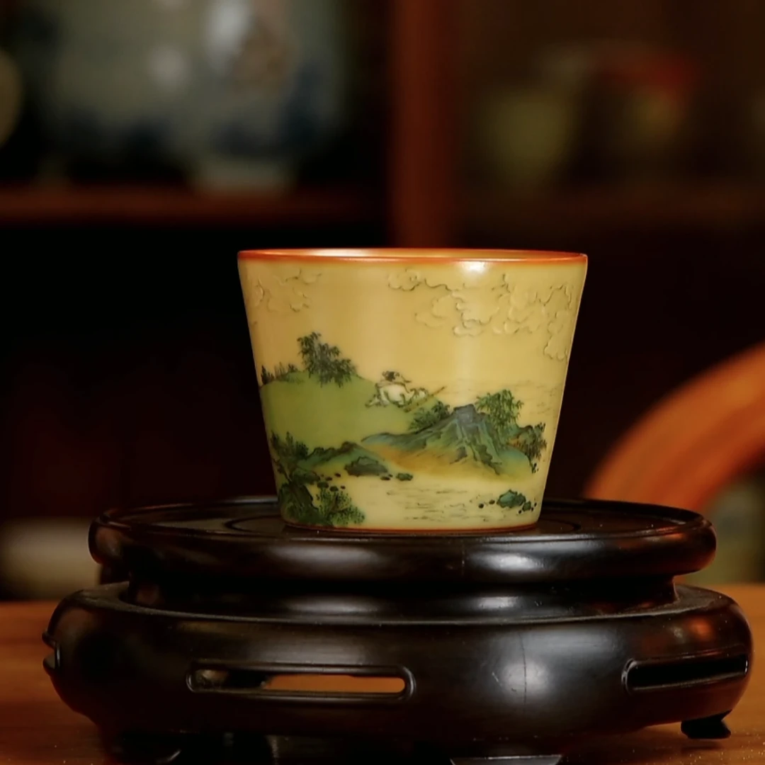 【小乔赏瓷】谢小金名画坐看云起时直口杯