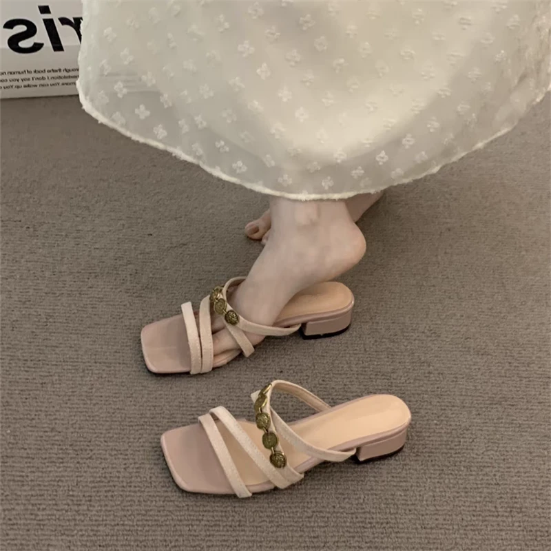 小众粗跟法式通勤外穿拖鞋女鞋子2025夏季配裙气质晚晚风凉拖凉鞋