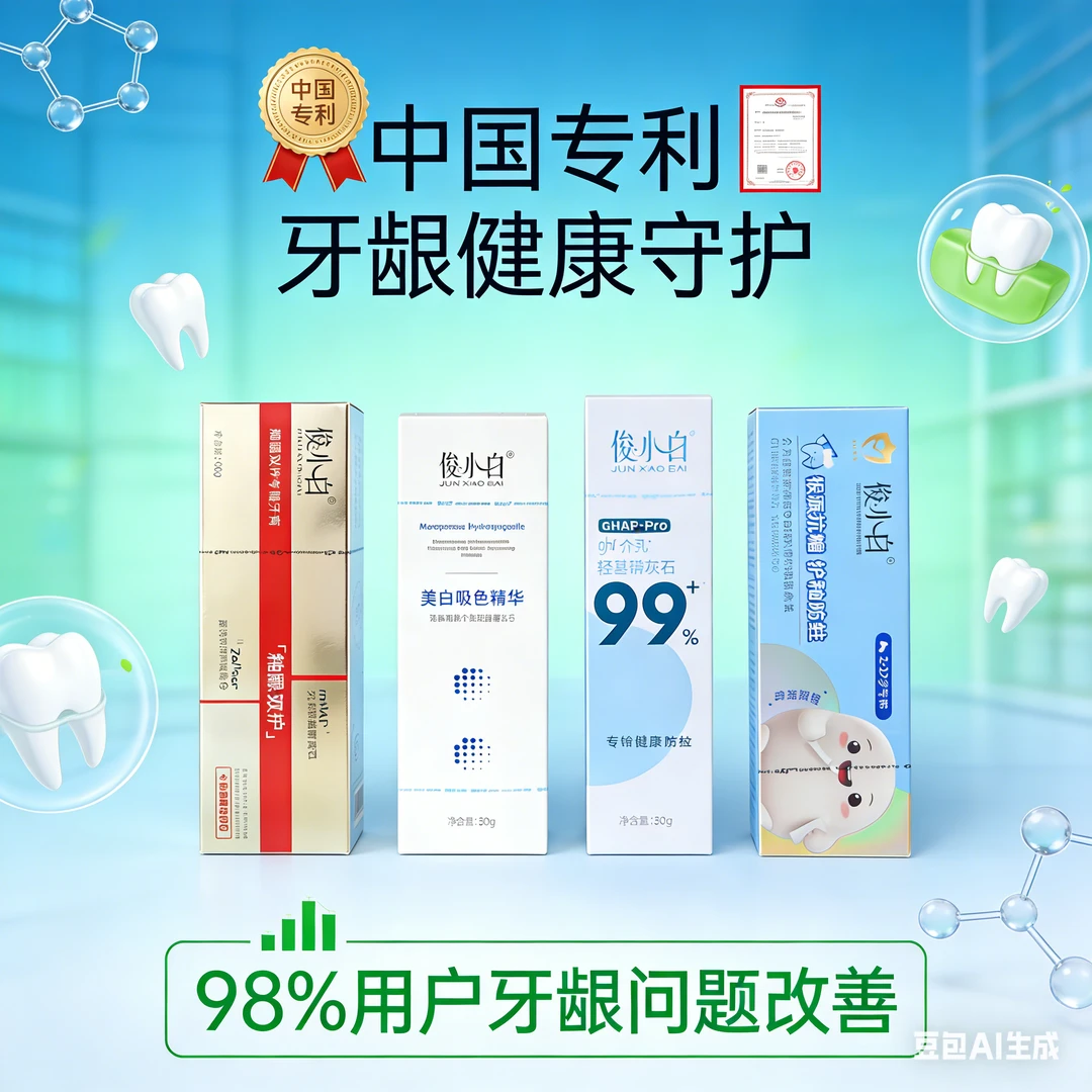 俊小白牙膏修护牙釉质成人儿童家庭组合套装去黄去口臭健齿清新