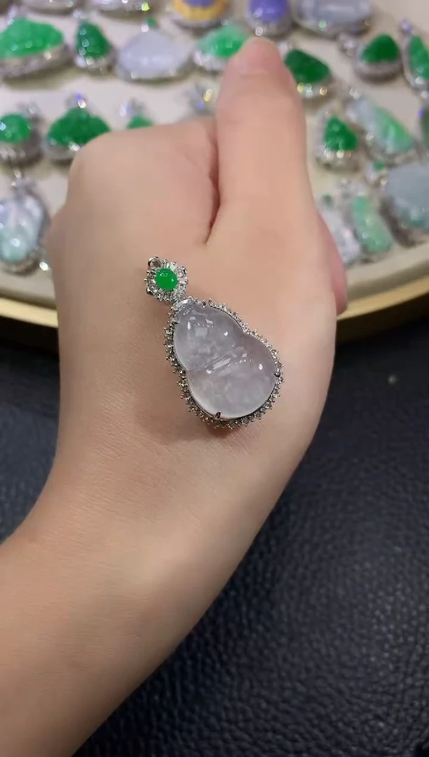 翡翠18K金镶嵌吊坠(不含链)C52翡翠