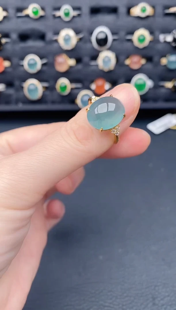 银S925镶嵌戒指翡翠天然a货翡翠36