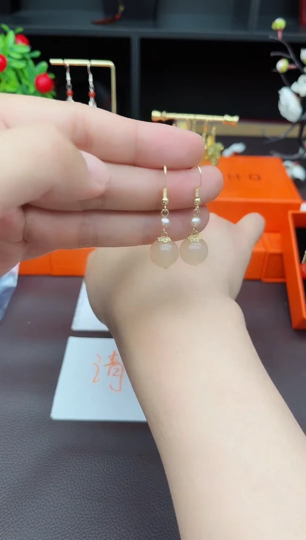 玛瑙/玉髓耳饰银S925镶嵌218000