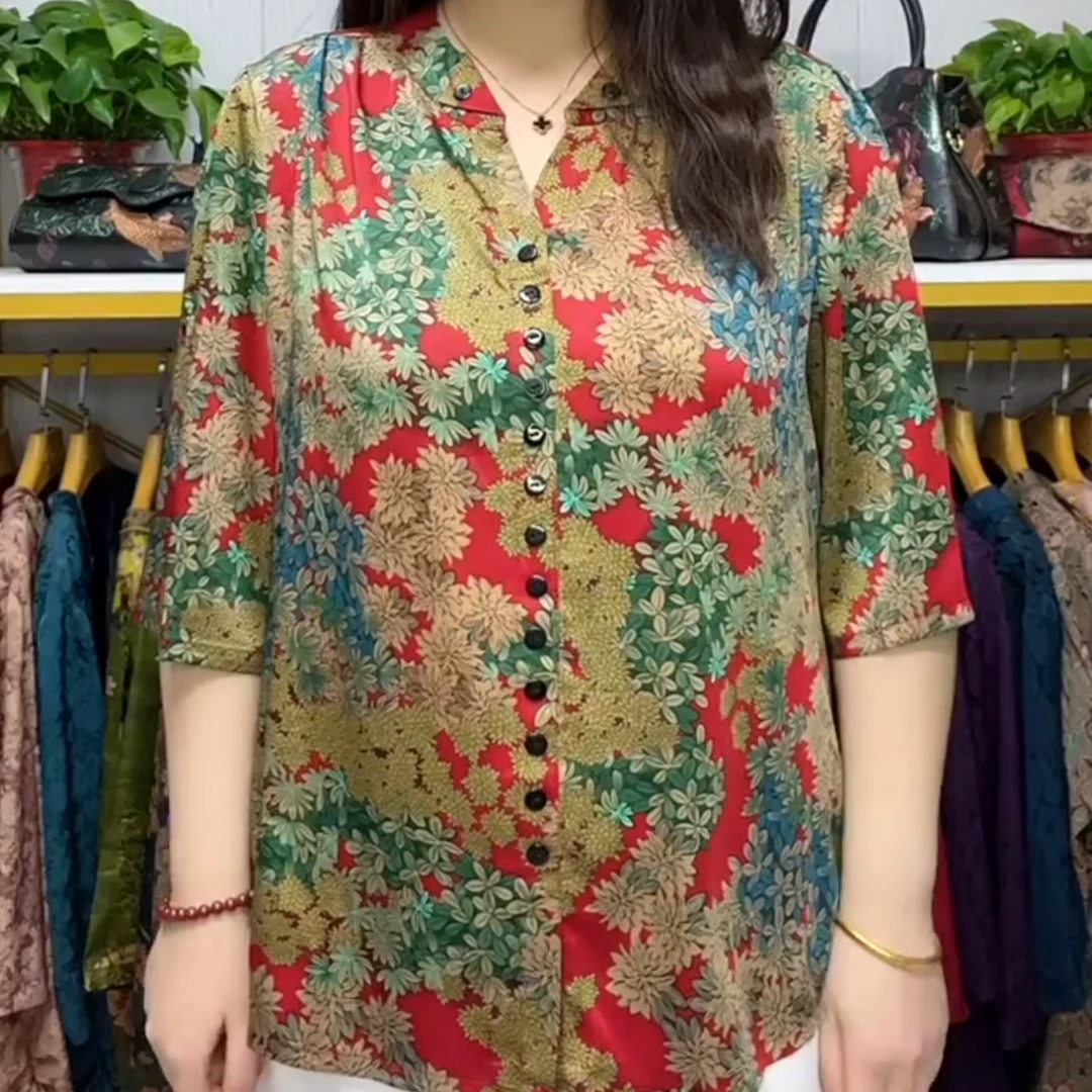 16春夏新款排扣小雏菊女衫