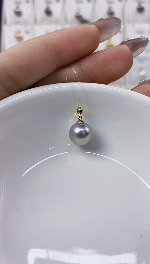 吊坠(不含链)18K金镶嵌海水珍珠9-10大溪地吊坠