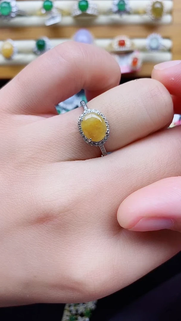 银S925镶嵌戒指翡翠1