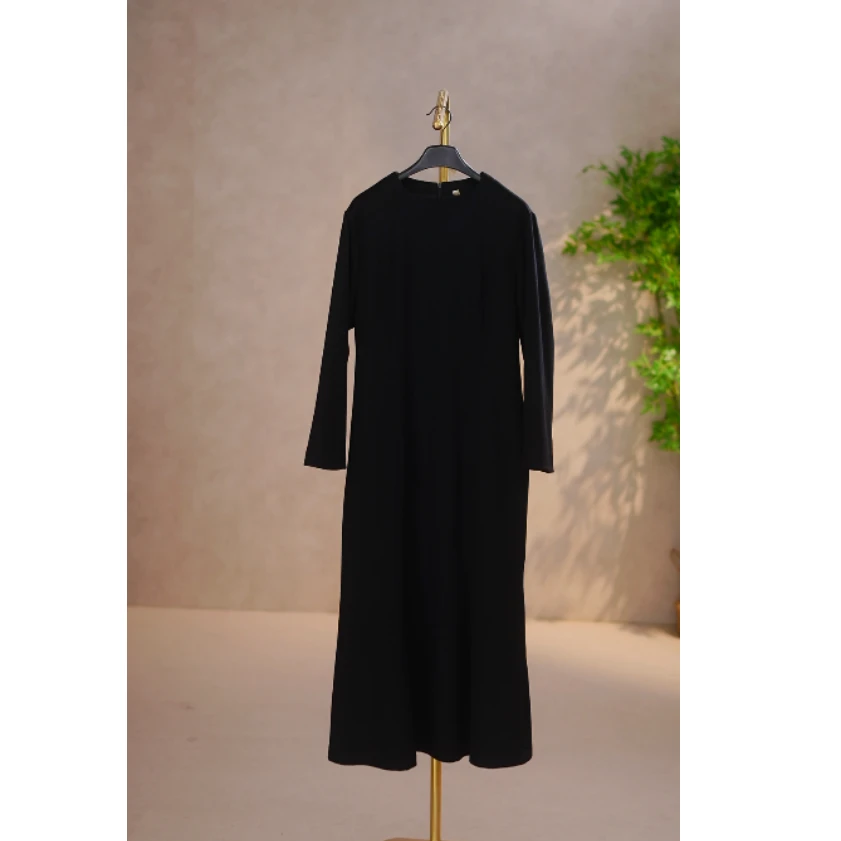 直播间特价 山羊绒羊毛秋冬新款圆领气质鱼尾连衣裙A3781
