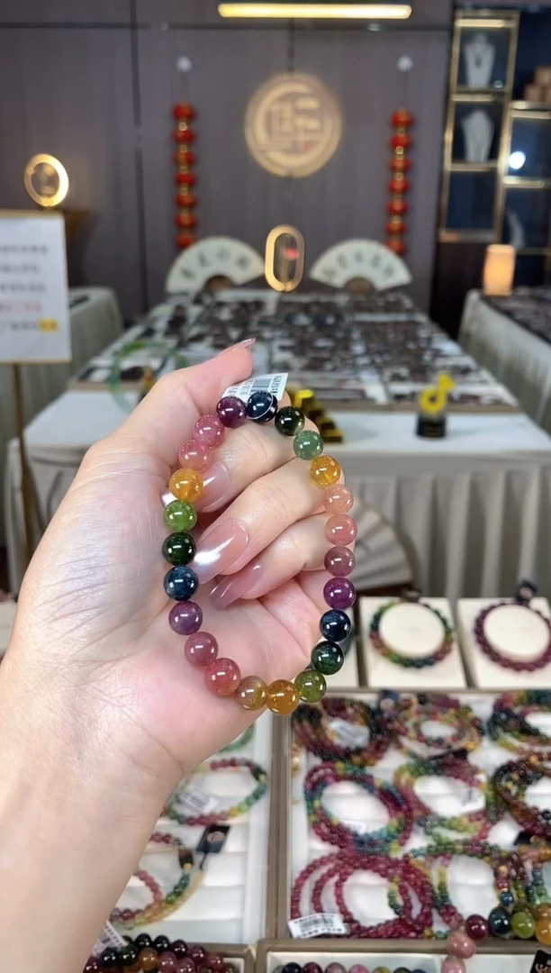 未镶嵌老矿碧玺彩虹单圈手串8mm+碧玺hon多样性发货一条