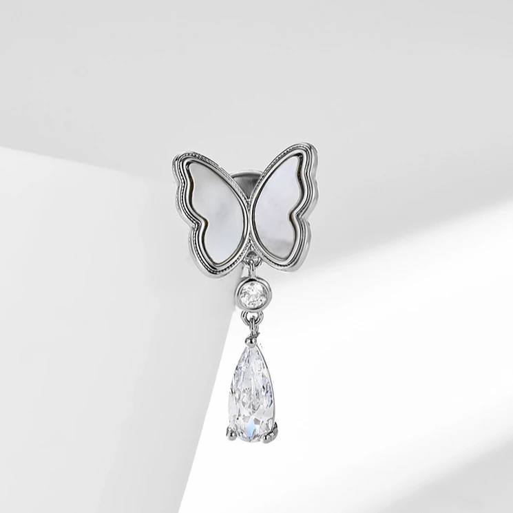 铜合金贝壳胸针 32928森系百搭清新蝴蝶磁吸扣胸针简约春夏