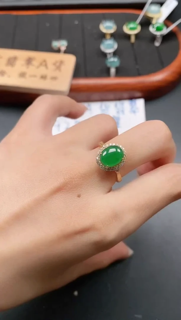 银S925镶嵌戒指翡翠111