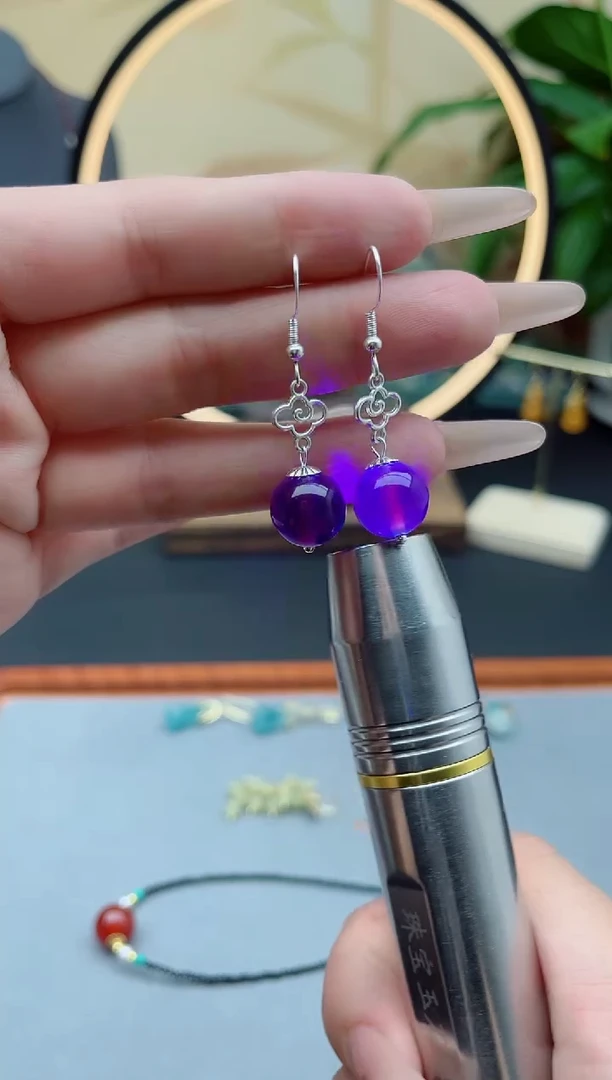 玛瑙/玉髓耳饰银S925镶嵌256