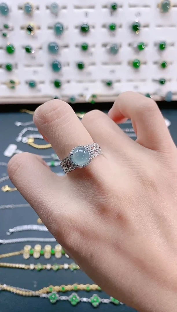 【闪购商品】翡翠戒指银S925镶嵌天然翡翠