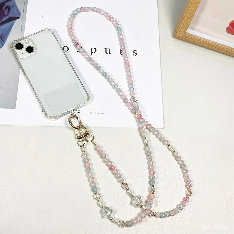 手机挂绳斜挎可背串珠纹理链条精致长款挂链防丢手机壳绳包包挂件