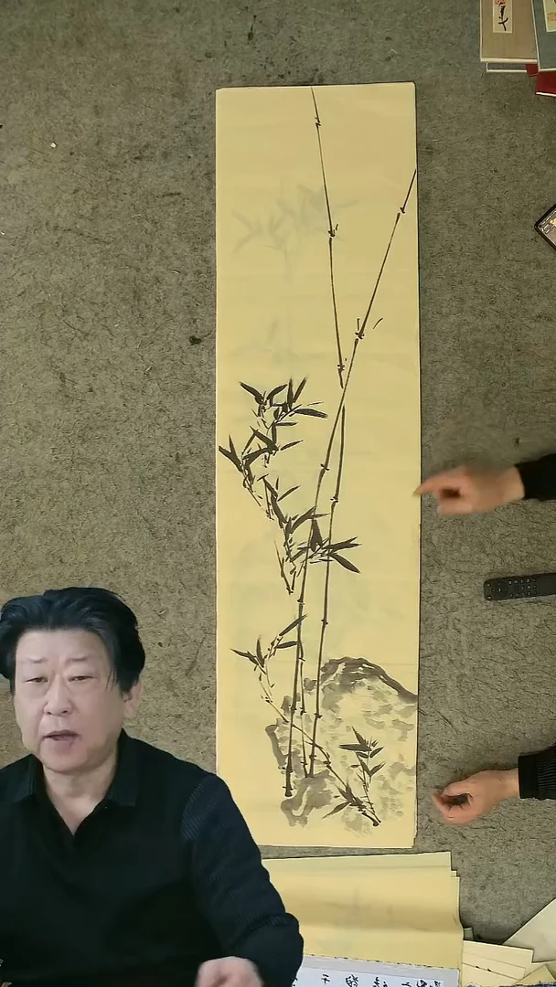 国画 四尺对开  墨竹条屏 34*138cm