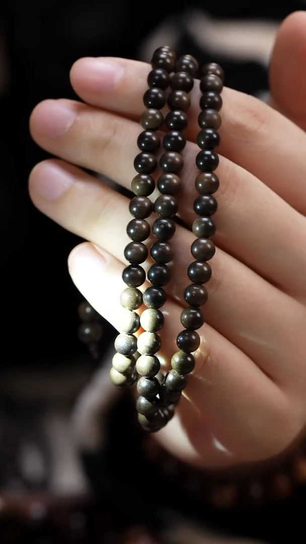 檀香木手串/手链?**?阴沉老山檀香0.6圆珠多圈108颗沉水