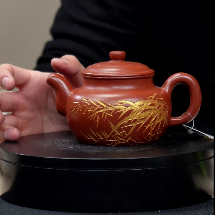【一品紫砂甄选】刻绘大红袍大蕴德钟手工紫砂壶