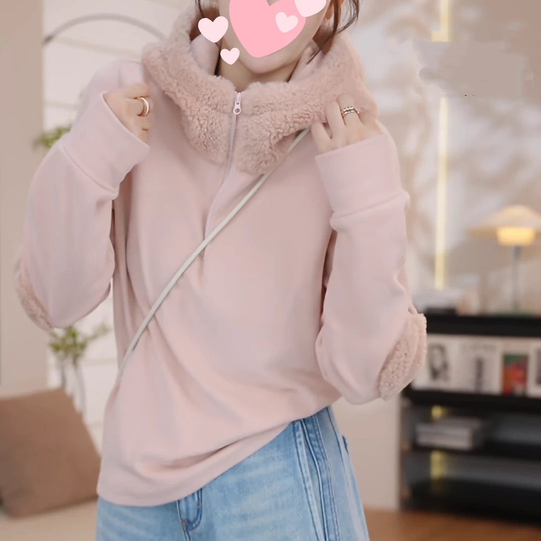 高级感时尚百搭套头绒感连帽卫衣女秋冬2025新款休闲长袖上衣宽松