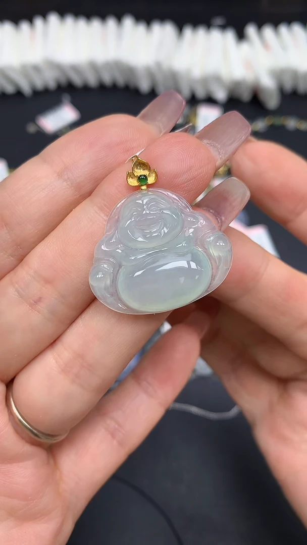 翡翠18K金镶嵌吊坠(不含链)MS193965