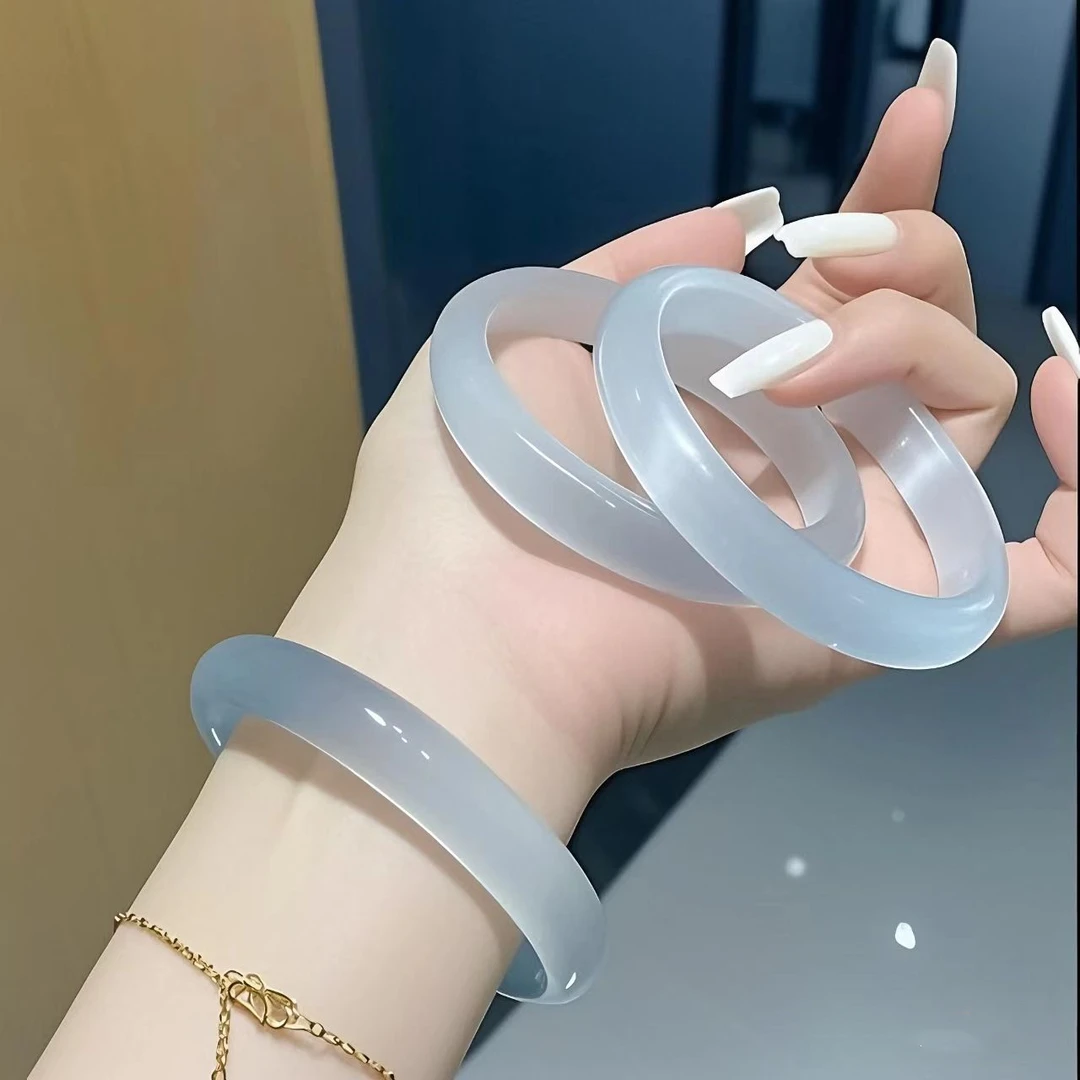 ①手镯【冰冰蓝】猫眼  高冰透显白 荔枝冻（赠精美礼盒+猫眼石手串）