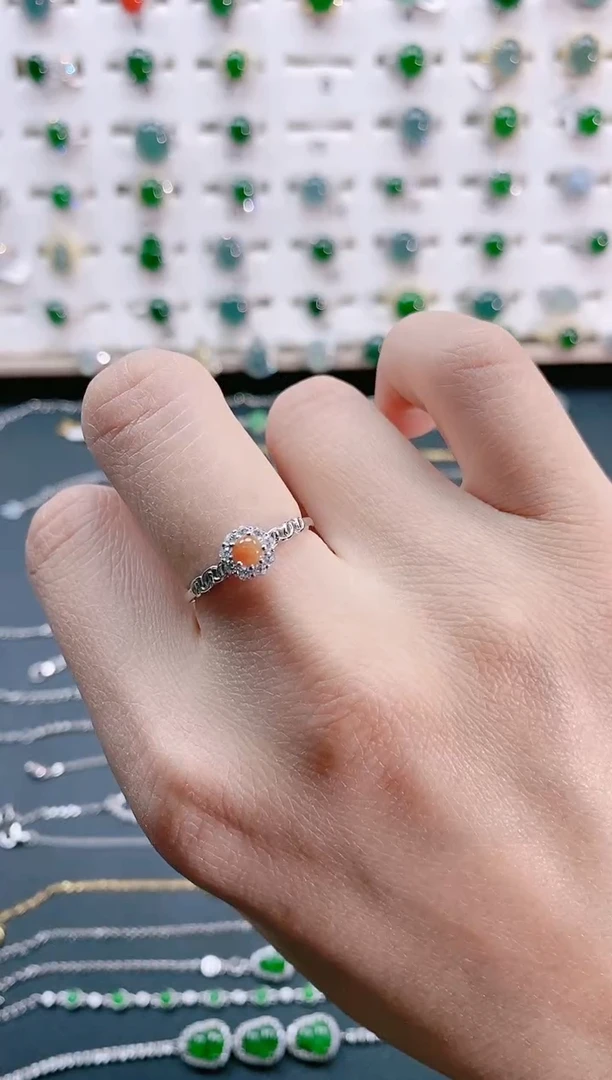 【闪购商品】翡翠戒指银S925镶嵌天然翡翠