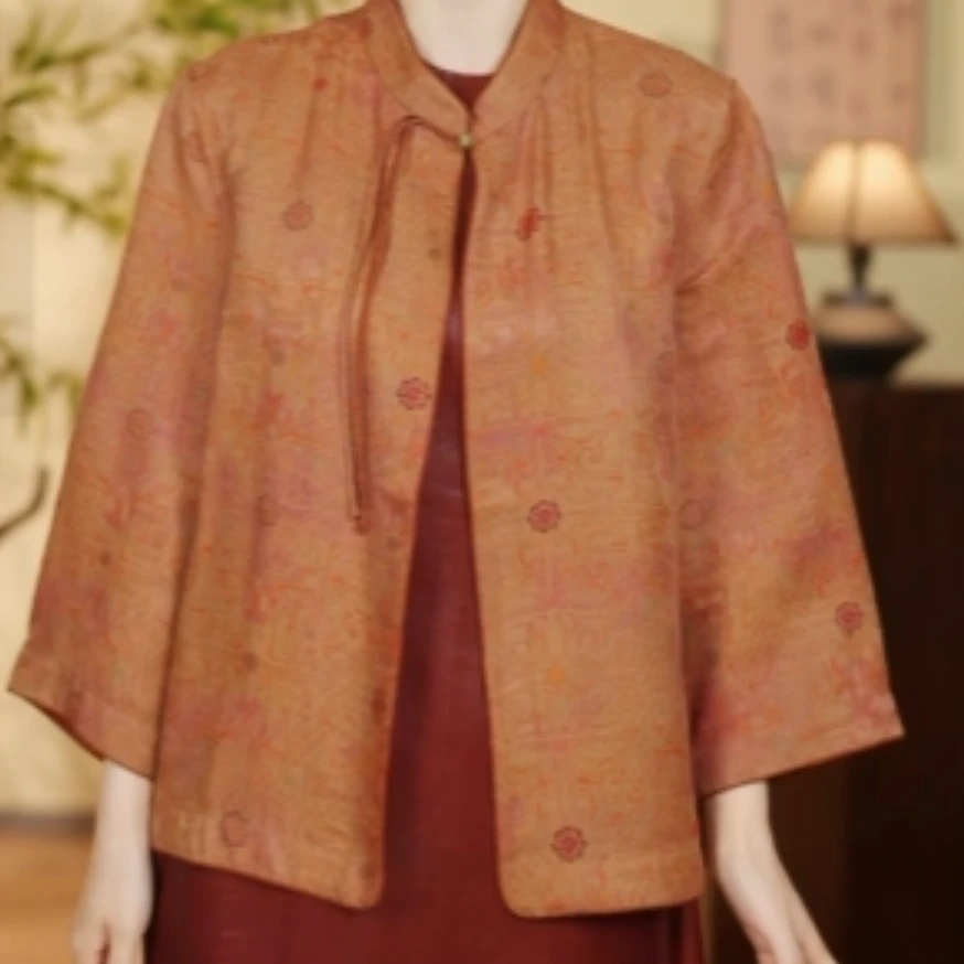 娟  新中式国风 时尚百搭 重缎提花 双面穿 上衣 218268