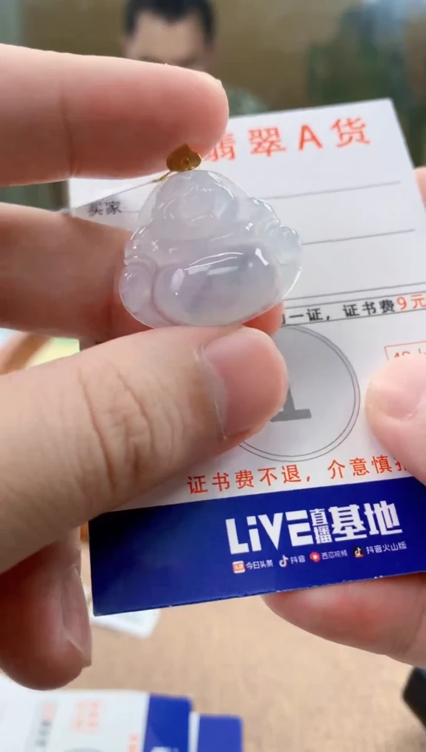 颈饰18K金镶嵌翡翠天然A货翡翠挂件