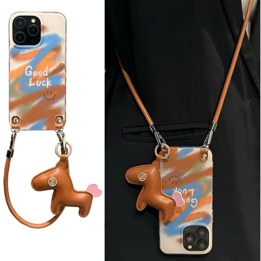 日韩小众彩绘英文笑脸适用苹果16promax手机壳iphone15pro新14pro