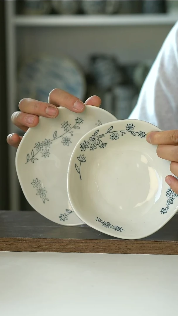 陶瓷微瑕日式复古樱花碗/盘组合@4-2@