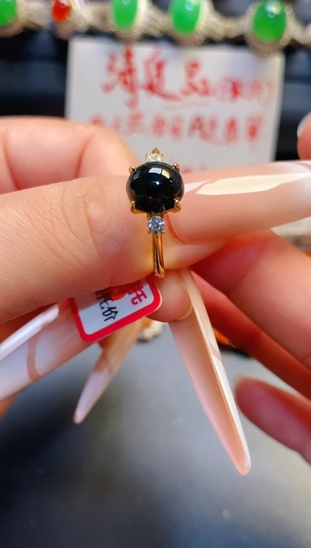 银S925镶嵌戒指翡翠天然