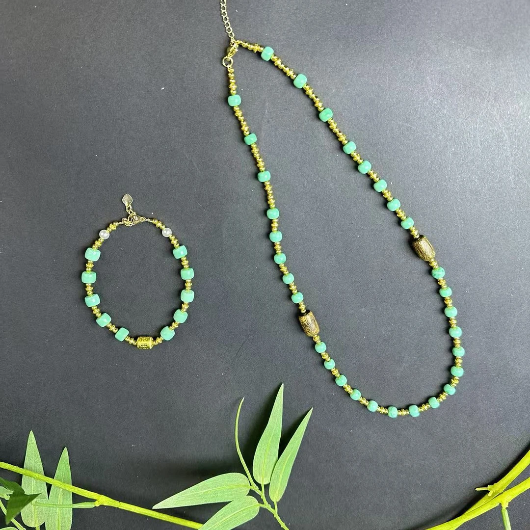 高定珠宝轻奢时尚款菱镁矿套装-x542+赠手链s1279