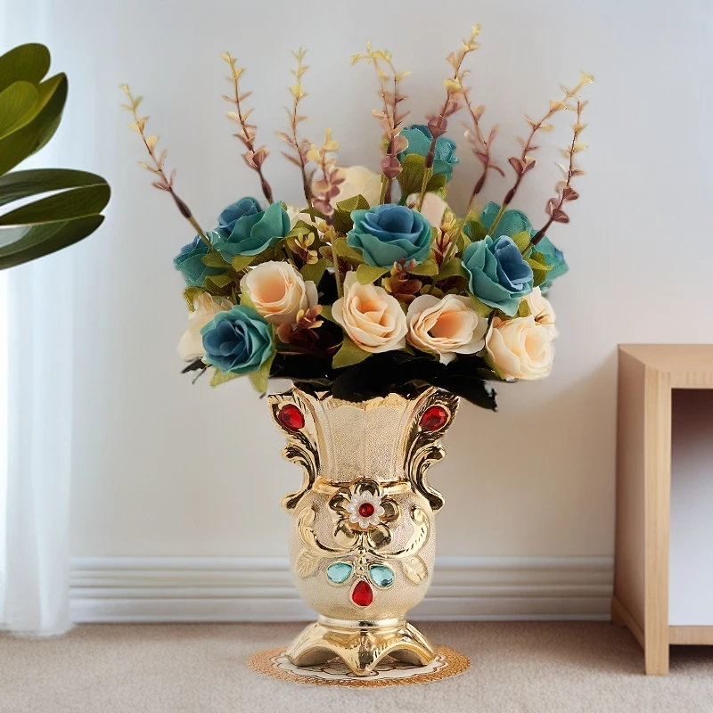 欧式陶瓷台面花瓶客厅玄关插花餐桌摆件电视柜创意仿真花瓶装饰