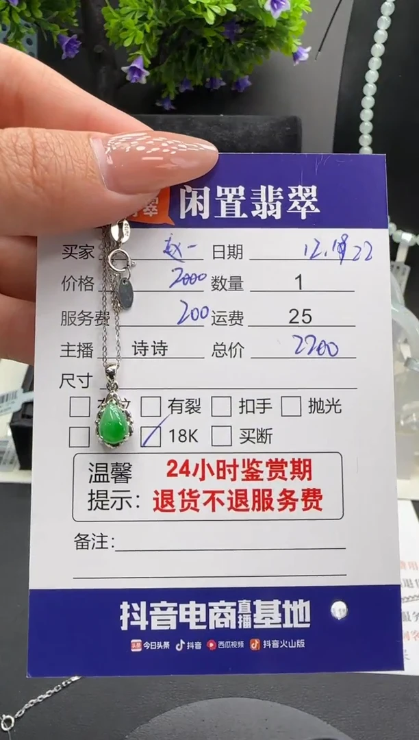 项链18K金镶嵌翡翠赵*翡翠项链