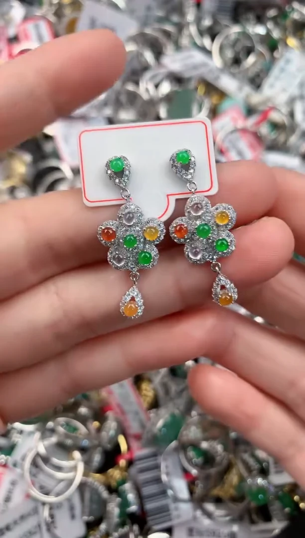 银S925镶嵌戒指翡翠444---9