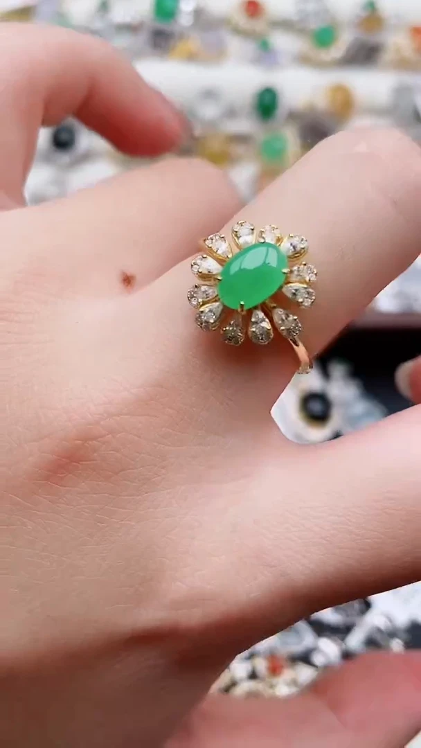 银S925镶嵌戒指翡翠58