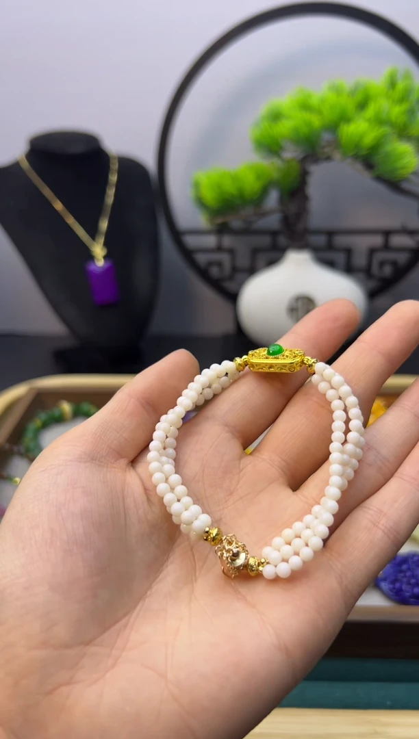 【闪购商品】玛瑙/玉髓手链14K金镶嵌S128