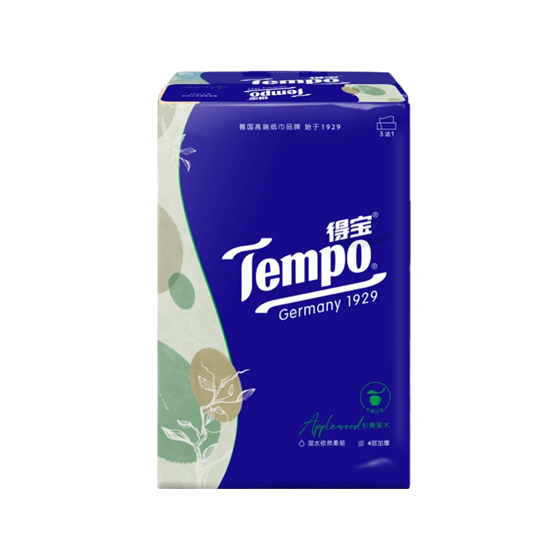 得宝抽取式面巾纸苹果木味90抽×（3+1包）