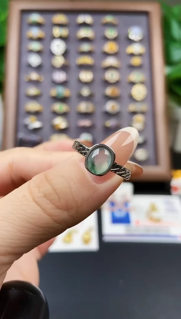 银S925镶嵌戒指翡翠12