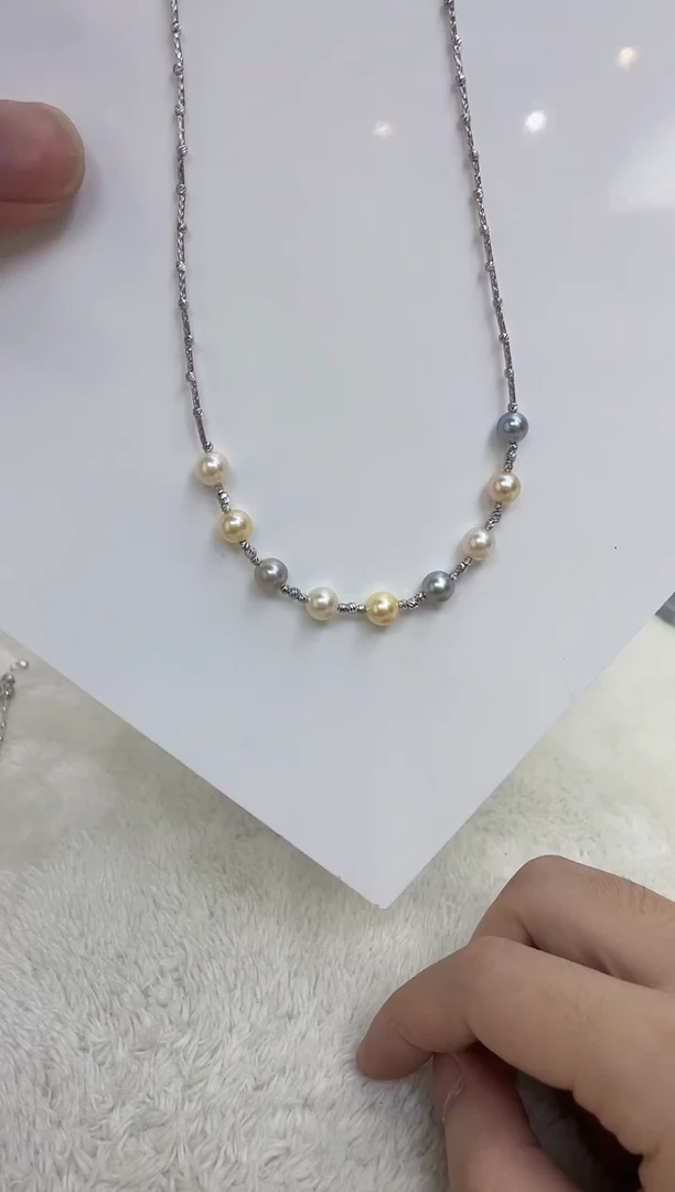 海水珍珠银S925镶嵌颈饰