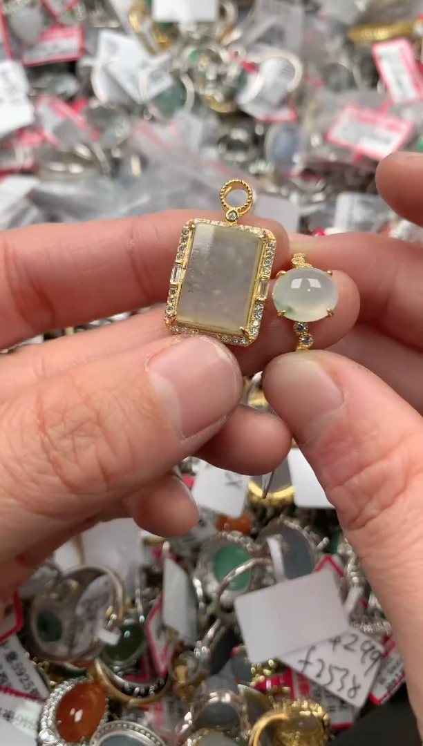 银S925镶嵌戒指翡翠999----3