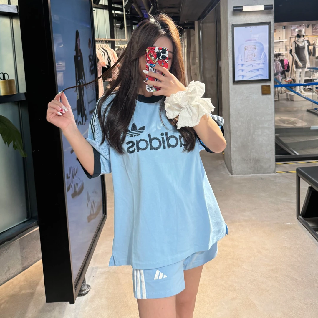 adidas三叶草经典复古运动短袖圆领T恤JD3407 JN5557